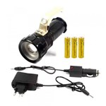 Lanterna Holofote Tática Led Mão T6 Zoom 3 Baterias Ultra Potente Preta - Paizão Store