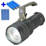 Ficha técnica e caractérísticas do produto Lanterna LED - Cree T6 Tática Recarregável Forte Prata 6 Pilhas CBRN05628