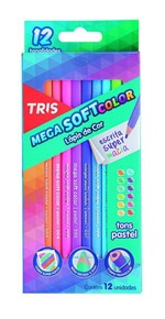 Ficha técnica e caractérísticas do produto Lápis de Cor 12 Cores Mega Soft Tons Cor Pastel Tris