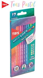 Ficha técnica e caractérísticas do produto Lapis de Cor 12 Cores Tris Mega Soft Color - Tons Pastel