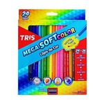 Ficha técnica e caractérísticas do produto Lápis de Cor 24 cores Tris Mega Soft color + apontador + 2 cores