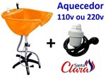 Ficha técnica e caractérísticas do produto Lavatório Portátil Laranja com Aquecedor 110v ou 220v e Pé Fixo para Cabeleireiro - Santa Clara