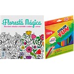 Ficha técnica e caractérísticas do produto Livro para Colorir Adulto Floresta Mágica + Lápis de Cor Tris Color Fun 24 Cores