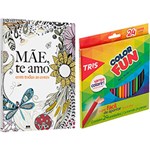 Ficha técnica e caractérísticas do produto Livro para Colorir Adulto Mãe, te Amo com Todas as Cores + Lápis de Cor Tris Color Fun - 24 Cores
