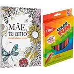 Ficha técnica e caractérísticas do produto Livro para Colorir Adulto Mãe, te Amo com Todas as Cores + Lápis de Cor Tris Color Fun - 36 Cores