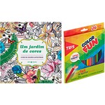 Ficha técnica e caractérísticas do produto Livro para Colorir Adulto um Jardim de Cores + Lápis de Cor Tris Color Fun 24 Cores