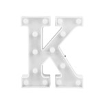 Luminária Branca Decorativa Letra Luminosa Led 3D - Letra K