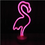 Luminária LED Neon Flamingo Enfeite com USB P/ Mesa