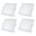 Ficha técnica e caractérísticas do produto Luminária Painel Led Plafon de Embutir Quadrado 18W Branco Frio Kit 4