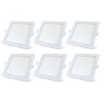 Ficha técnica e caractérísticas do produto Luminária Painel Led Plafon de Embutir Quadrado 18W Branco Frio Kit 6
