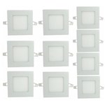 Ficha técnica e caractérísticas do produto Luminária Painel Led Plafon de Embutir Quadrado 3W Branco Frio Kit 10