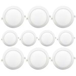 Ficha técnica e caractérísticas do produto Luminária Led Plafon de Embutir Redondo 18W Branco Quente Kit 10