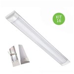 Ficha técnica e caractérísticas do produto Luminária Linear Led 120cm Sobrepor Tubular Calha 36w Bivolt Branco Frio Kit 16