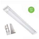 Ficha técnica e caractérísticas do produto Luminária Linear Led 120cm Sobrepor Tubular Calha 36w Bivolt Branco Frio Kit 18
