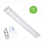 Ficha técnica e caractérísticas do produto Luminária Linear Led 120cm Sobrepor Tubular Calha 36w Bivolt Branco Frio Kit 4