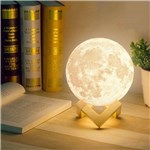 Luminária Lua Cheia 10 Cm 3d Abajur Led Relevo - Branco - Coisaria