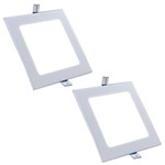 Ficha técnica e caractérísticas do produto Luminária Painel Led Plafon de Embutir Quadrado 12W Branco Frio Kit 2