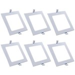 Ficha técnica e caractérísticas do produto Luminária Painel Led Plafon de Embutir Quadrado 12W Branco Frio Kit 6