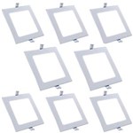 Ficha técnica e caractérísticas do produto Luminária Painel Led Plafon de Embutir Quadrado 12W Branco Frio Kit 8