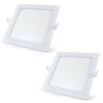 Ficha técnica e caractérísticas do produto Luminária Painel Led Plafon de Embutir Quadrado 18w Branco Frio Kit 2