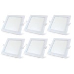 Ficha técnica e caractérísticas do produto Luminária Painel Led Plafon de Embutir Quadrado 18w Branco Frio Kit 6