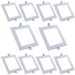 Ficha técnica e caractérísticas do produto Luminária Painel Led Plafon de Embutir Quadrado 12w Branco Frio Kit 10