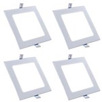 Ficha técnica e caractérísticas do produto Luminária Painel Led Plafon de Embutir Quadrado 12W Branco Frio Kit 4