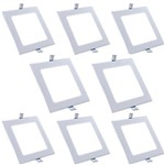 Ficha técnica e caractérísticas do produto Luminária Painel Led Plafon de Embutir Quadrado 12w Branco Frio Kit 8