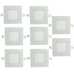 Ficha técnica e caractérísticas do produto Luminária Painel Led Plafon de Embutir Quadrado 3W Branco Quente Kit 8