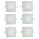 Ficha técnica e caractérísticas do produto Luminária Painel Led Plafon de Embutir Quadrado 6w Branco Quente Kit 6