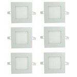 Ficha técnica e caractérísticas do produto Luminária Painel Led Plafon de Embutir Quadrado 6W Branco Quente Kit 6