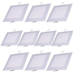 Ficha técnica e caractérísticas do produto Luminária Painel Led Plafon de Embutir Quadrado 9w Branco Frio Kit 10