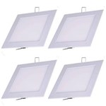 Ficha técnica e caractérísticas do produto Luminária Painel Led Plafon de Embutir Quadrado 9W Branco Quente Kit 4