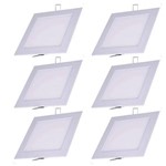 Ficha técnica e caractérísticas do produto Luminária Painel Led Plafon de Embutir Quadrado 9w Branco Frio Kit 6