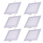 Ficha técnica e caractérísticas do produto Luminária Painel Led Plafon de Embutir Quadrado 9W Branco Frio Kit 6