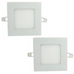 Ficha técnica e caractérísticas do produto Luminária Painel Led Plafon de Embutir Quadrado 3W Branco Quente Kit 2