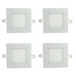 Ficha técnica e caractérísticas do produto Luminária Painel Led Plafon de Embutir Quadrado 3W Branco Frio Kit 4