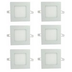 Ficha técnica e caractérísticas do produto Luminária Painel Led Plafon de Embutir Quadrado 3W Branco Quente Kit 6