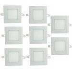 Ficha técnica e caractérísticas do produto Luminária Painel Led Plafon de Embutir Quadrado 3w Branco Quente Kit 8 - Embutir 3w Bq Q Kit 8