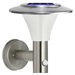 Ficha técnica e caractérísticas do produto Luminária Solar Arandela Inox Sensor de Presença Luz LED
