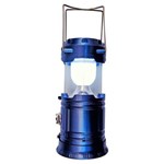 Ficha técnica e caractérísticas do produto Luminária Solar Lampião Led Lanterna Elétrica Recarregável Azul