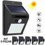 Ficha técnica e caractérísticas do produto Luminária Solar Parede 30 Leds Sensor Movimento Kit 5 Peças CBRN08933