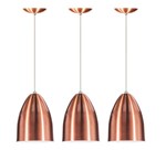 Lustre Pendente Kit 3 Luminária Cone de Alumínio Cobre Rosé - E-led Brasil
