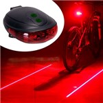 Luz Alerta Lanterna para Bicicleta 3 Leds com Guia Laser - Makeda