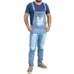 Ficha técnica e caractérísticas do produto Macacão Jardineira Masculino Jeans Destroyed Original