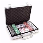 Ficha técnica e caractérísticas do produto Maleta Kit Jogo Poker 200 Fichas Oficiais, Baralho, Dados -pk250