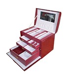 Ficha técnica e caractérísticas do produto Maleta Luxo Estojo Caixa Porta Jóias Bijuterias Relógio - Unyhome B190 (Vermelho)