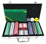 Ficha técnica e caractérísticas do produto Maleta Poker 300 Fichas Oficiais S/ Numeração Kit Completo