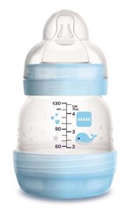 Ficha técnica e caractérísticas do produto Mamadeira MAM First Bottle Anti-Cólica e Auto-Esterilizável 130ml Menino