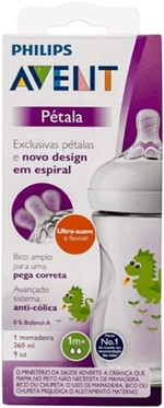 Ficha técnica e caractérísticas do produto Mamadeira Pétala Dragão - Philips Avent - 1+ - 260ml